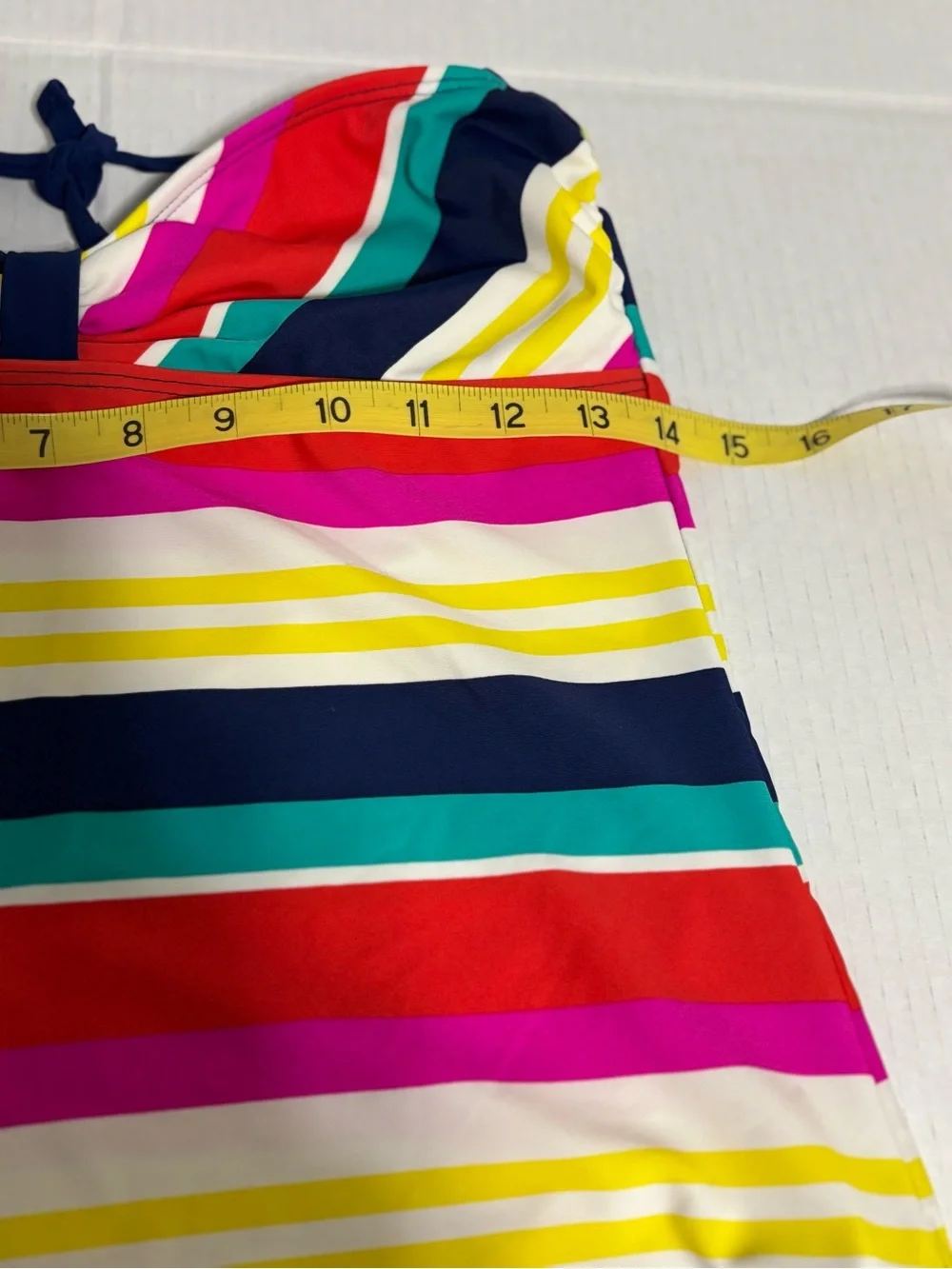 Tankini Set Striped Multicolor Top with Navy Swim Shorts Women M